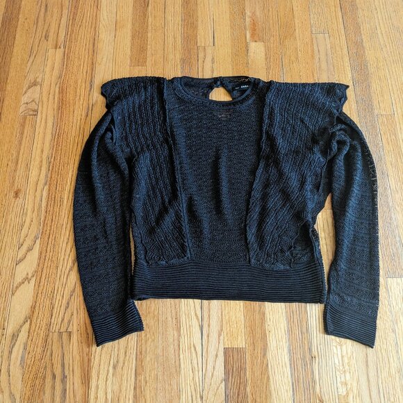 Zara Black Knit Lace Top - Picture 1 of 9